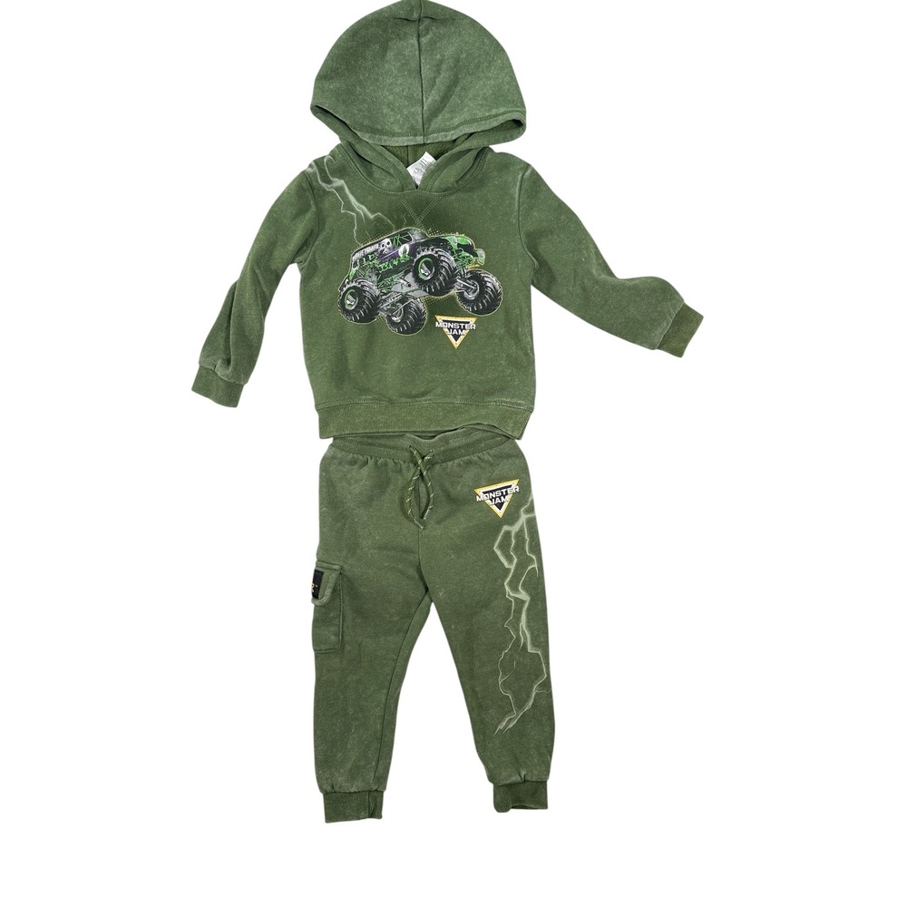 Monster Jam Grave Digger Kids 2T Hoodie and Joggers Set Green FL2543303MJ
